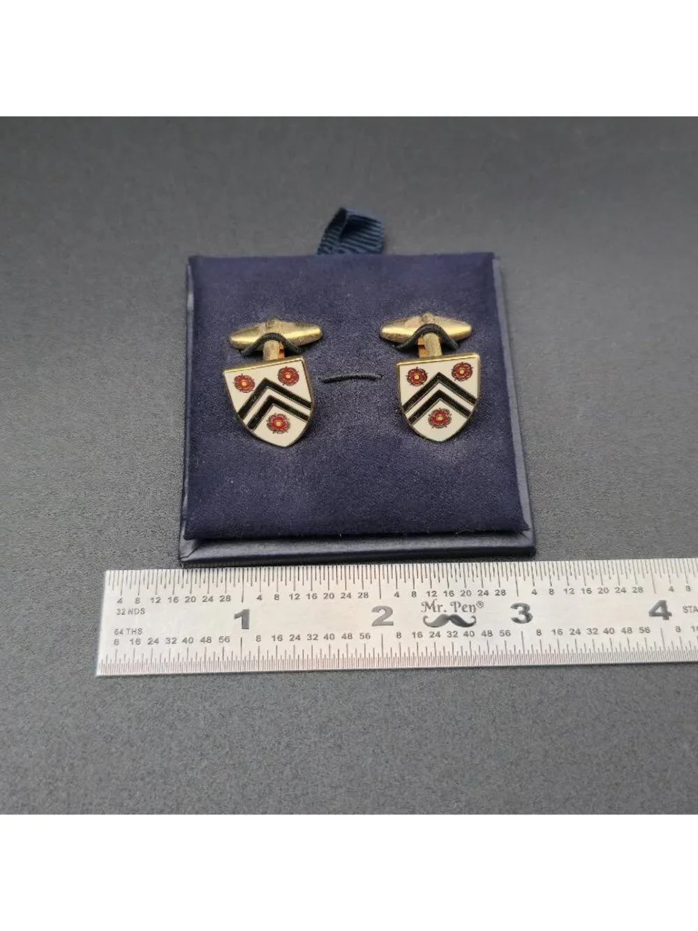Men's Heraldic Shield Cufflinks | Gold and Cream Enamel Tudor Rose Insignia B132